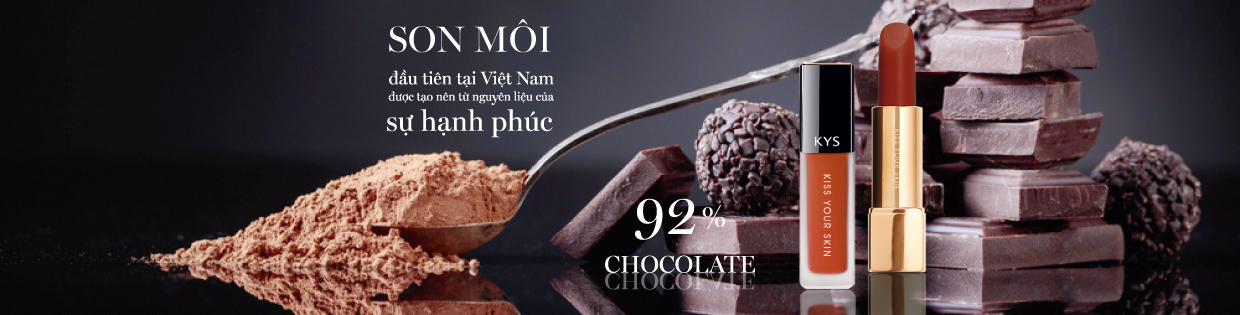 Son chocolate KYS chứa 92% chocolate và các thành phần từ thiên nhiên an toàn lành tính