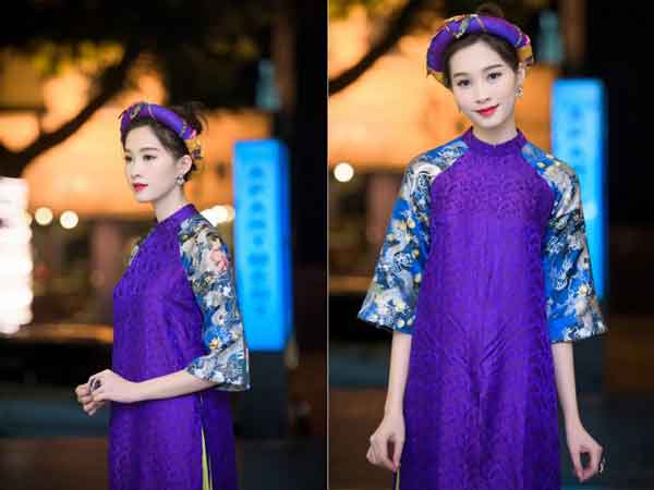 Mẫu áo dài rất đơn giản nhưng không kém phần nổi bật