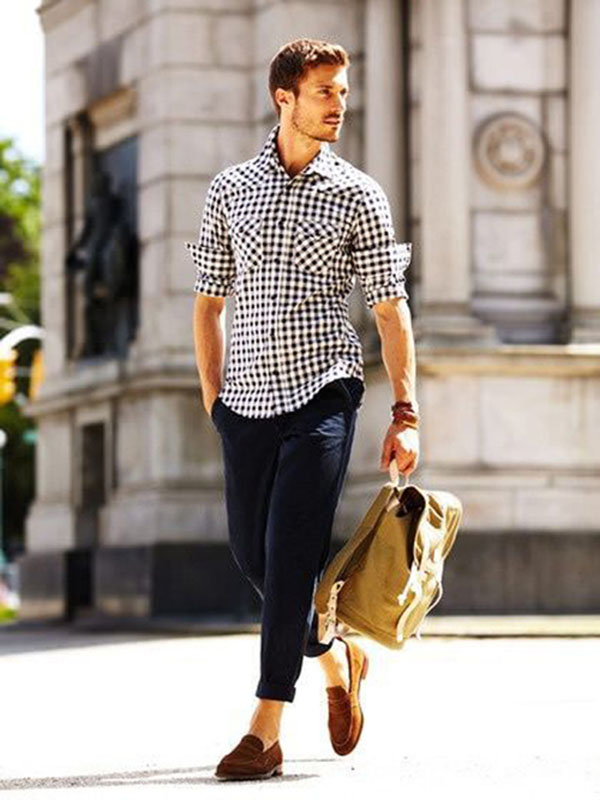 Cách phối đồ nam với áo sơ mi caro và phụ kiện