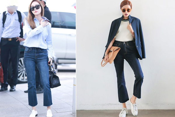 Mặc quần jean trơn với giày gì?
