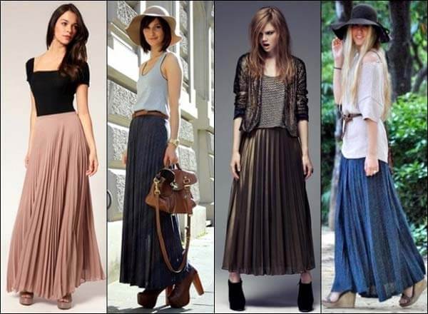 Chân váy dài vintage xếp ly mang lại phong cách tiểu thư