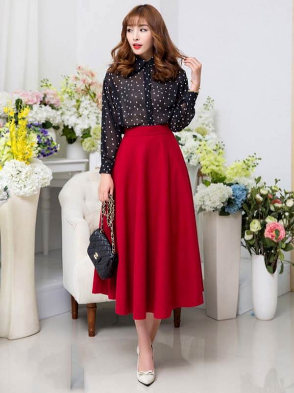 Chân váy vintage cạp cao giúp bạn trông như một quý cô