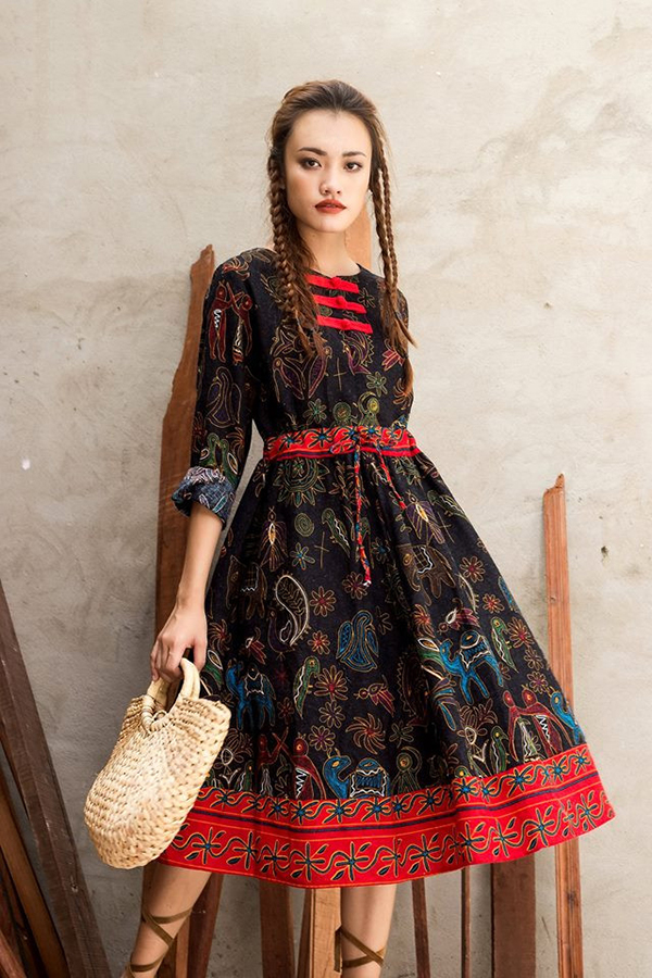 Phối đồ theo phong cách vintage với đầm xòe