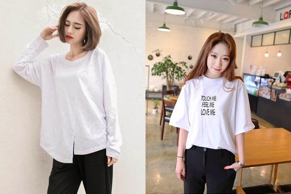 Thời trang cho người gầy nữ : Áo thun oversize