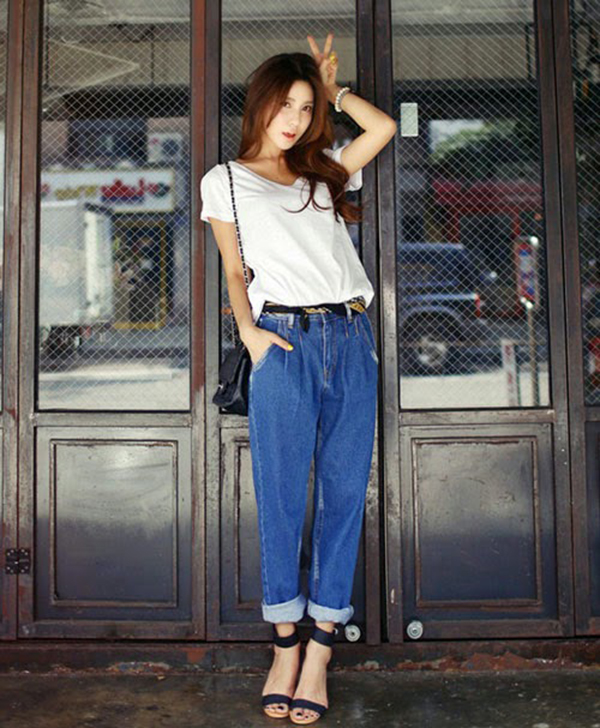 Thời trang cho người gầy nữ : Quần jean giản đơn