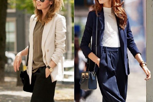 Quần culottes và áo blazer