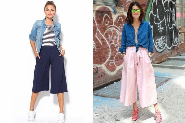 Quần culottes và áo jean