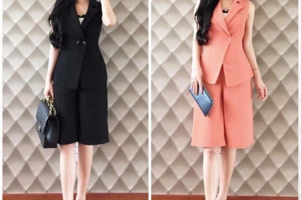 Quần culottes và áo vest
