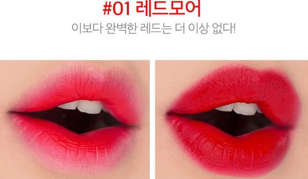 Son Ink Velvet màu 01 với tone đỏ tươi